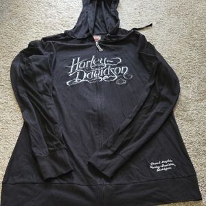 Harley-Davidson Black Hooded Zip Jacket with Script Chest Logo